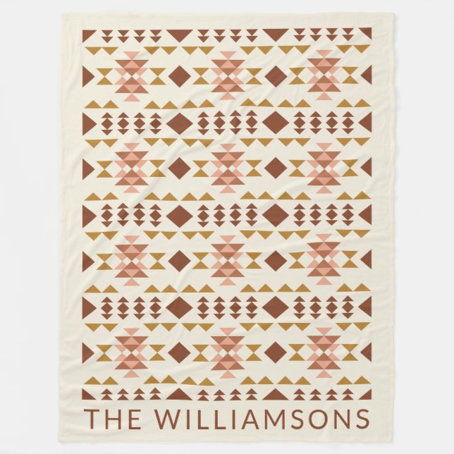 Manta Polar Nombre geométrico rústico rústico de Terracota (Anverso)