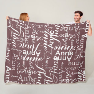 Manta Polar Nombre impreso en blanco todo sobre un ladrillo ro