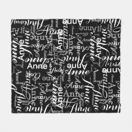 Manta Polar Nombre impreso en blanco todo sobre un negro