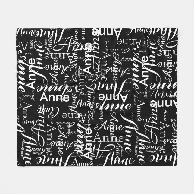 Manta Polar Nombre impreso en blanco todo sobre un negro (Frente (Horizontal))