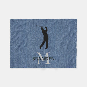 Manta Polar Nombre Inicial Hombre Golfista, Estampado de Mezcl