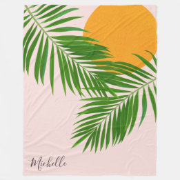 Manta Polar Nombre minimalista de puesta de sol tropical retro