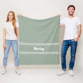 Manta Polar Nombre Mínimo Moderno Monograma en Guión Verde Sal