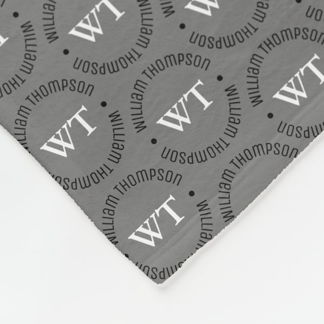 Manta Polar Nombre (monograma de círculo) estampado en todo el (Esquina)