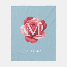 Nombre Monograma de Rosa Rosa Personalizada Azul S