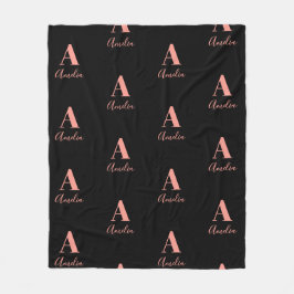 Manta Polar Nombre Monograma Rosa negro oro