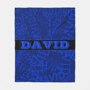 Manta Polar Nombre monogramado con collage de nombres en azul 