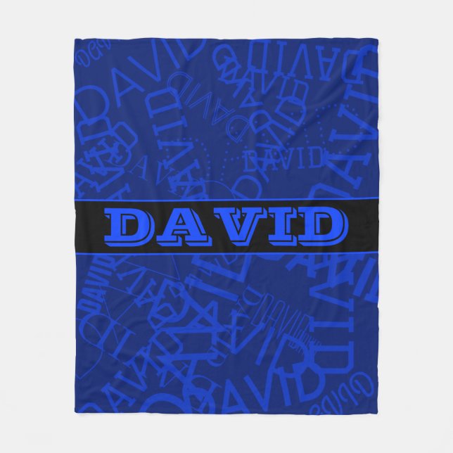 Manta Polar Nombre monogramado con collage de nombres en azul  (Anverso)