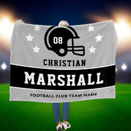Manta Polar Nombre Número Fútbol Americano Personalizado Negro