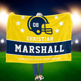 Manta Polar Nombre Número Fútbol Personalizado Amarillo Marina