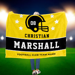 Manta Polar Nombre Número Fútbol Personalizado Amarillo Negro
