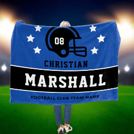 Manta Polar Nombre Número Fútbol Personalizado Azul Negro