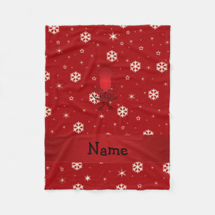 Manta Polar Nombre personal calamar copos de nieve rojos