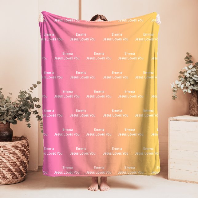 Manta Polar Nombre Personalizado A Jesús Le Ama Fleece Blanket (Subido por el creador)
