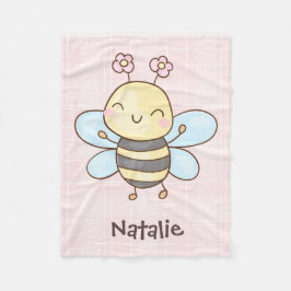 Manta Polar Nombre personalizado abeja pequeña bonita volando 