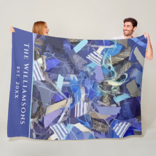 Manta Polar Nombre personalizado Año de est. Azul Púrpura Raya