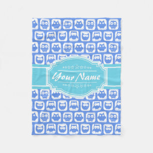 Manta Polar Nombre personalizado Aqua y Blue Owl Gray