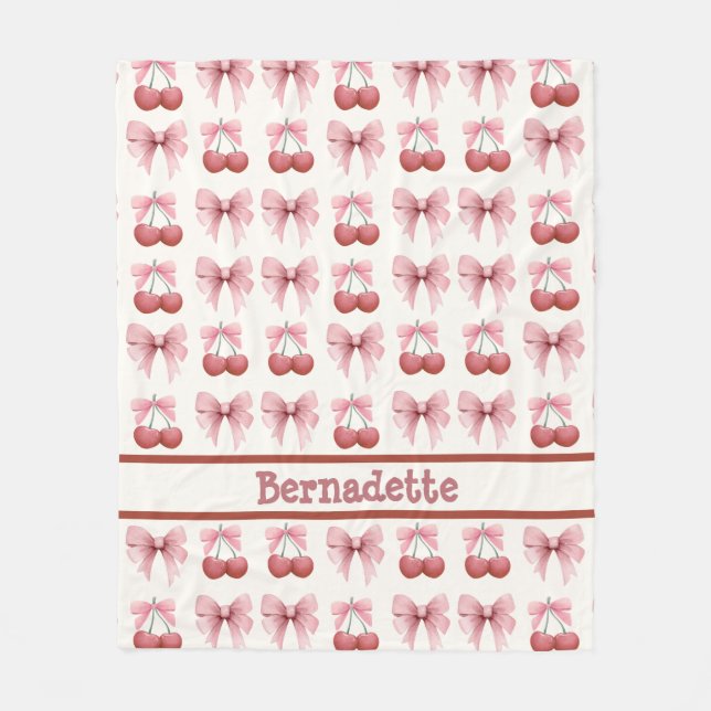 Manta Polar Nombre personalizado: arcos rosados y cerezas, coq (Anverso)