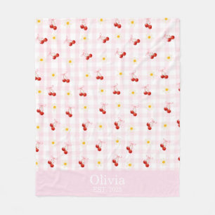 Manta Polar Nombre personalizado: arcos rosados y cerezas, coq