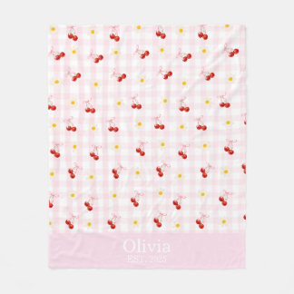 Manta Polar Nombre personalizado: arcos rosados y cerezas, coq