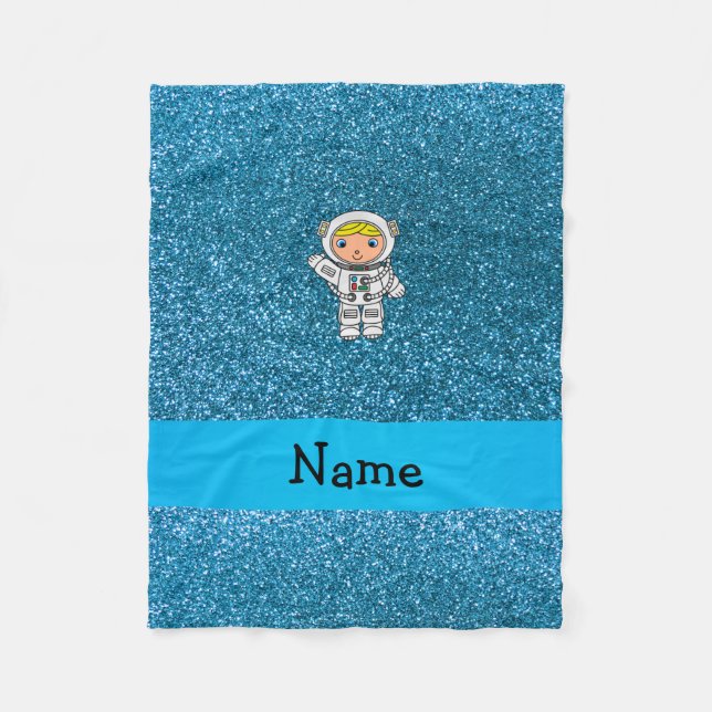 Manta Polar Nombre personalizado astronauta purpurina azul cie (Anverso)