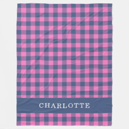 Manta Polar Nombre personalizado azul rosado de búfalo retro