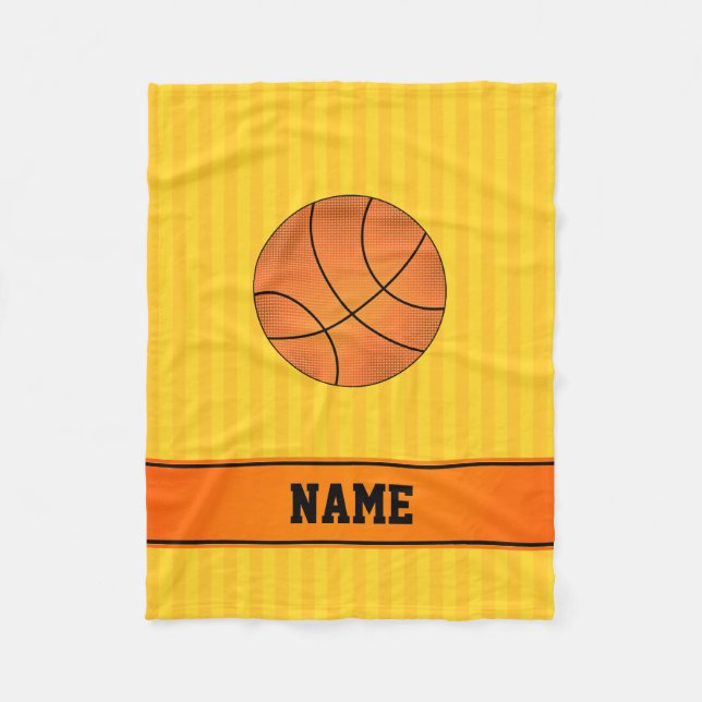 Manta Polar Nombre personalizado baloncesto rayas amarillas (Anverso)