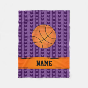 Manta Polar Nombre personalizado baloncesto rayas de corazón p