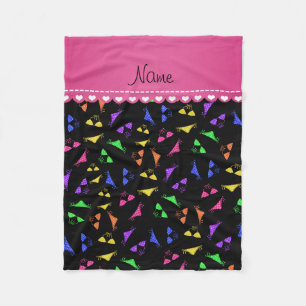 Manta Polar Nombre personalizado: bikinis arcoiris negro