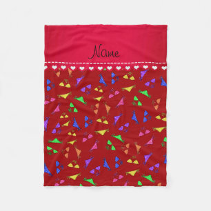 Manta Polar Nombre personalizado: bikinis arcoiris rojo