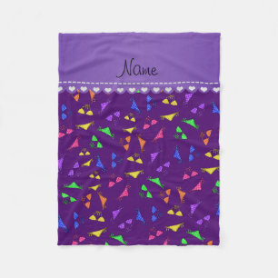 Manta Polar Nombre personalizado: bikinis de arco iris púrpura