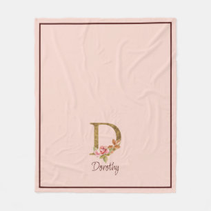 Manta Polar Nombre personalizado Blush Rosas Rosadas Letra D c