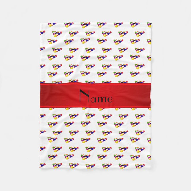 Manta Polar Nombre personalizado bolas de billar blancas raya  (Anverso)