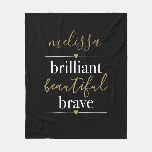 Manta Polar Nombre Personalizado Brillante Hermosa Valiente (Anverso)