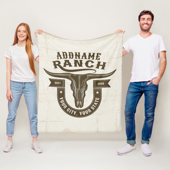 Manta Polar NOMBRE Personalizado Bull Steer Skull Western Ranc (In situ)