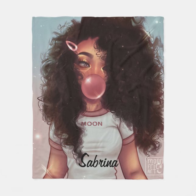 Manta Polar Nombre personalizado Burbuja Chica negro (Anverso)