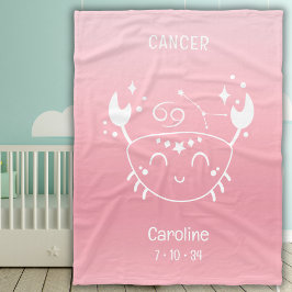 Manta Polar Nombre Personalizado Cáncer Nacimiento Zodiaco Ros