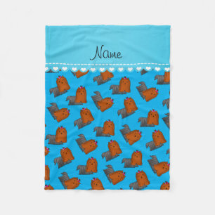 Manta Polar Nombre personalizado cielo azul yorkshire terriers