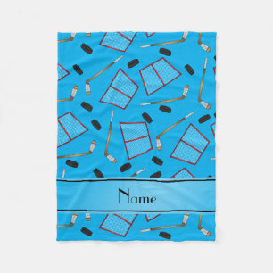 Manta Polar Nombre personalizado cielo palos de hockey azul re