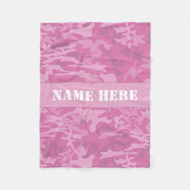 Manta Polar Nombre personalizado Color claro del patrón rosado (Anverso)