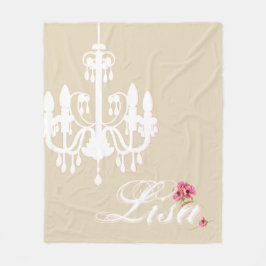 Manta Polar Nombre personalizado con lámpara de araña rosa y b
