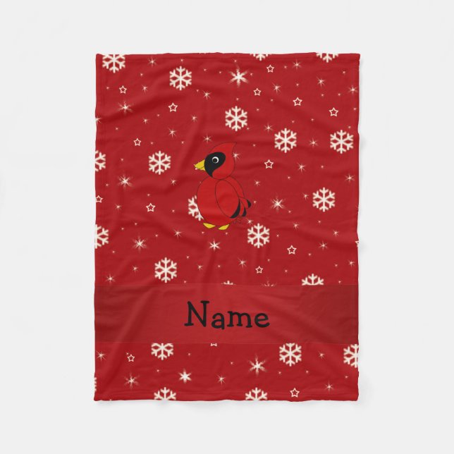 Manta Polar Nombre personalizado: copos de nieve rojos cardena (Anverso)