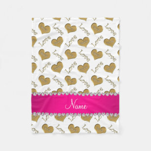 Manta Polar Nombre personalizado corazones de oro blanco amor 