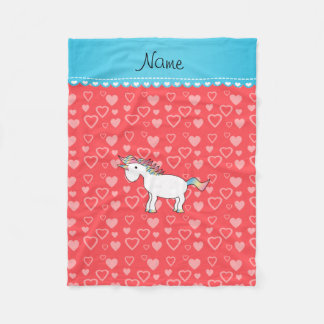 Manta Polar Nombre personalizado corazones rojos de unicornio