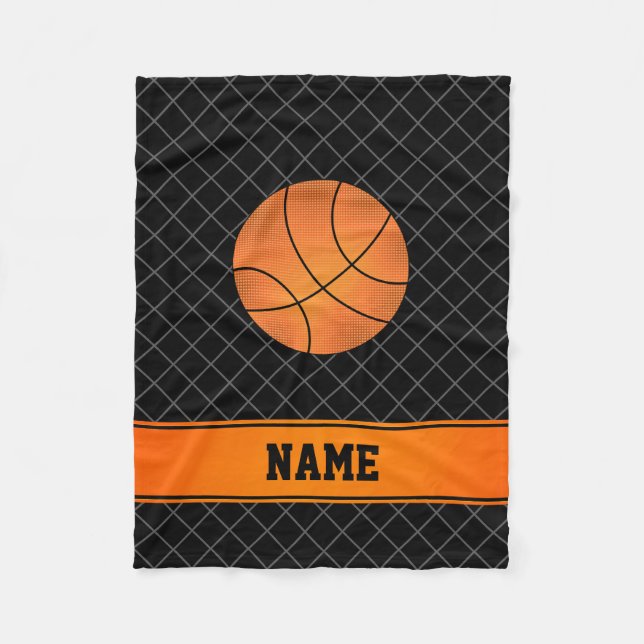 Manta Polar Nombre personalizado cruz negra de baloncesto (Anverso)