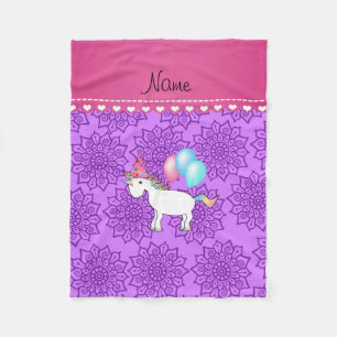 Manta Polar Nombre personalizado cumpleaños unicornio flores p