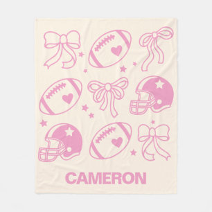 Manta Polar Nombre personalizado Cute Coquette de Fútbol Bow P