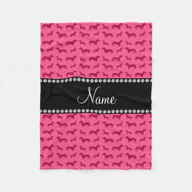Manta Polar Nombre personalizado dachshunds rosados (Anverso)