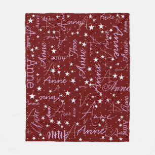 Manta Polar Nombre personalizado de Anne y estrellas rojo oscu
