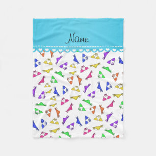 Manta Polar Nombre personalizado de bikinis arcoiris blanco